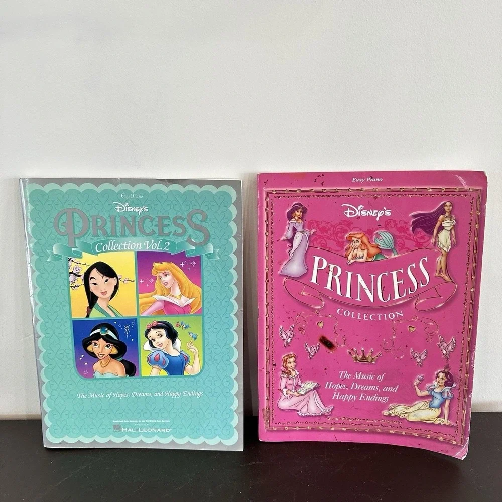 Set 2 Disney Princess Piano Books Collection 1‎ & 2 Easy Piano
